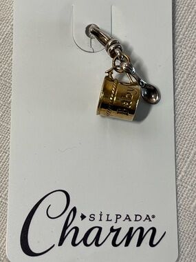 NEW SILPADA STERLING SILVER & BRASS SWEET BABY CUP & SPOON CHARM